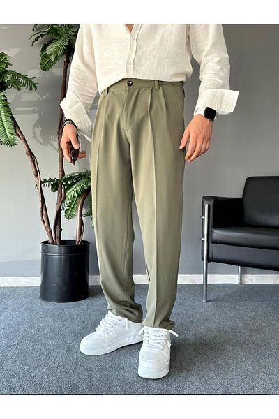 THEMANN Baggy Mold Pleated Green Trousers