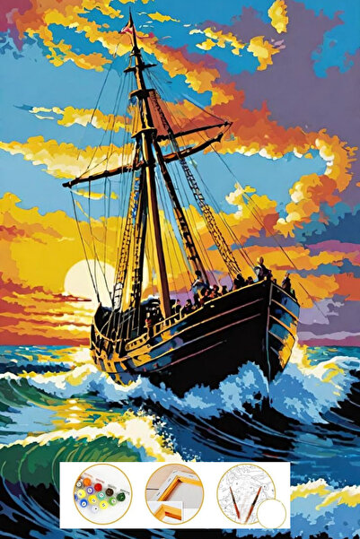 Puzzle Sayılarla Boyama Tuval Seti Fırça Boya Dahil (ÇITALI) 35x50 Cm -korsan