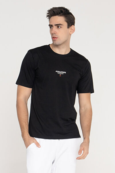 Jack & Jones Jcotypo Tee Ss Crew Neck Fst Erkek T-shirt 12256163 Black