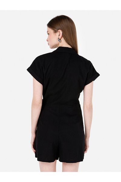 Colin's Normal Cut V-Neck Women's Black Jumpsuit