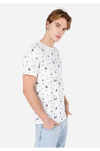 Colin's Tricou cu mânecă scurtă pentru bărbați, alb, imprimat cu decolteu normal, Cl 1067698