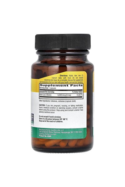 COUNTRY LIFE Biotin 5 mg Super Potency Capsules, 60 Capsules