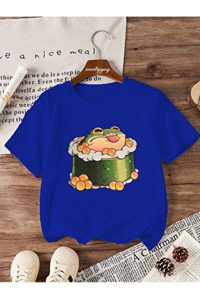 oneagılyazı تي شيرت كبير الحجم للأطفال مطبوع عليه ضفدع السوشي
