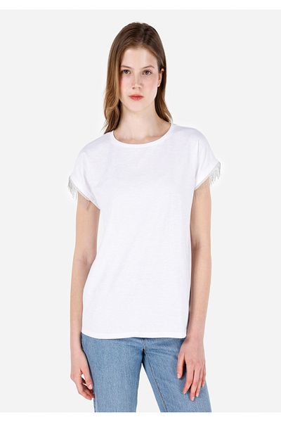 Colin's Regular Fit Round Neck Women's White Short Sleeve T-Shirt