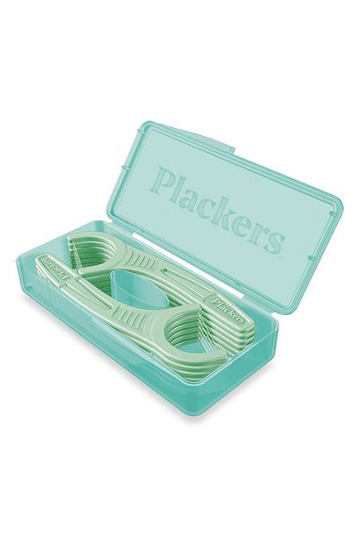 Plackers Micro Mint Dental Floss Picks with Travel Case, 12 Count (Color May vary)