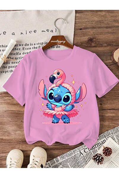 oneagılyazı Flamingo Stitch Štampano Dete Oversize kroj T-shirt