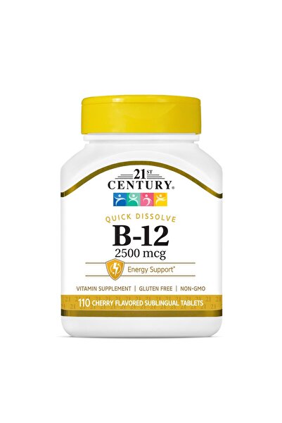21st Century Vitamin B12 (2500 mcg) Cherry Sublingual, 110ct, Quick Dissolve, Gluten-Free, Non-GMO