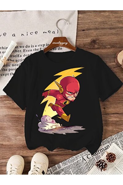 oneagılyazı تي شيرت كبير الحجم للأطفال مطبوع عليه فلاش