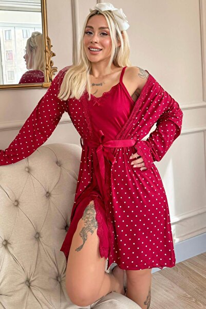 Pijamaevi Claret Red W Χρώμα με σχέδιο Γυναικεία Πιτζάμες Νυχτικό