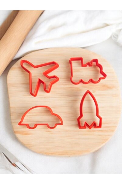 stonehill مجموعة قوالب بسكويت عملية مكونة من 4 قطع - أشكال سيارة وطائرة وصارو...