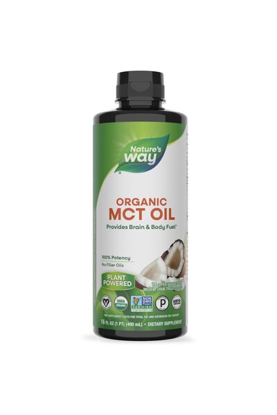 Nature's Way زيت MCT العضوي، 16 أونصة سائلة، وقود الدماغ والجسم، C8 وC10، كيت...