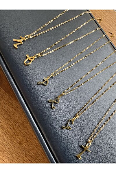 MODA T Harfi Minimal Kalp Detaylı Çelik Kolye