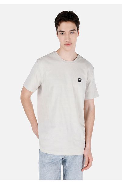 Colin's Regular Fit Round Neck Jacquard Men's Stone Short Sleeve T-Shirt