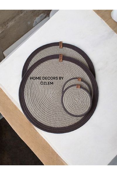 home decors by özlem 2 People 4 Piece American Service Charger Plate Set Dish Mat Coaster Handmade 33 X 33