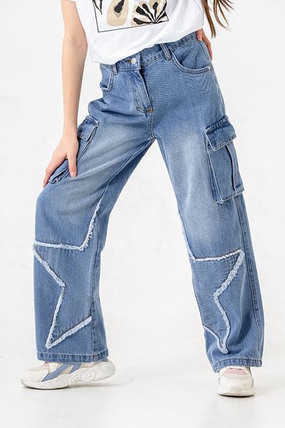 GİYİCEM TEKSTİL Girl's Leg - Star Denim Trousers 2203