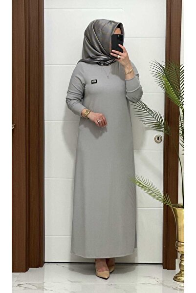 modasura 5888  K 60 GRİ arma detay fitilli burgu kumaş beden elbise yeni sezon