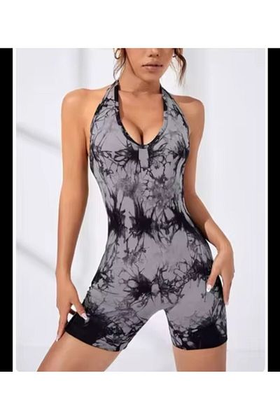 ARDSU Seamless Gathering Tie Dye Shorts Jumpsuit
