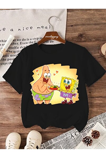 oneagılyazı تي شيرت كبير الحجم مطبوع عليه شيف سبونج بوب للأطفال
