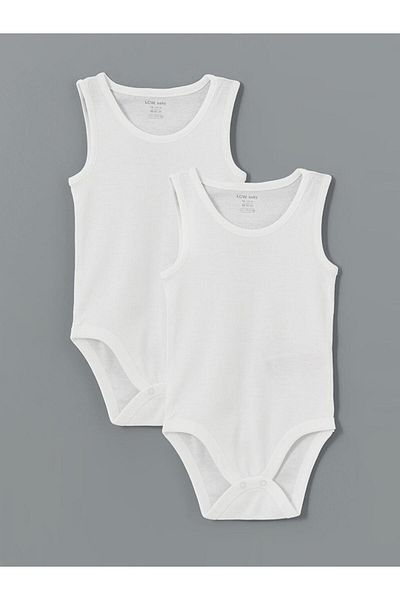 LC Waikiki Crew Neck Basic Baby Boy Snap-On Bodysuit 2-Piece