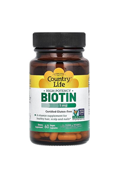 COUNTRY LIFE Biotin 5 mg Super Potency Capsules, 60 Capsules