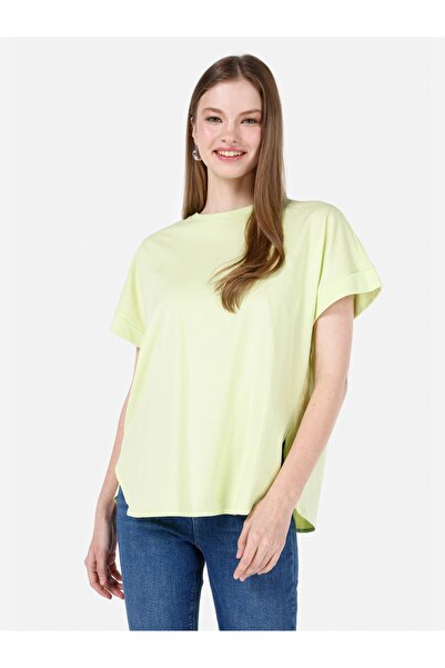 Colin's Γυναικείο κοντομάνικο μπλουζάκι Normal Cut Crew Neck Πράσινο