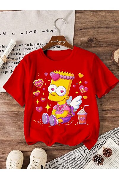 oneagılyazı تي شيرت كبير الحجم مطبوع عليه بارت في الحب للأطفال