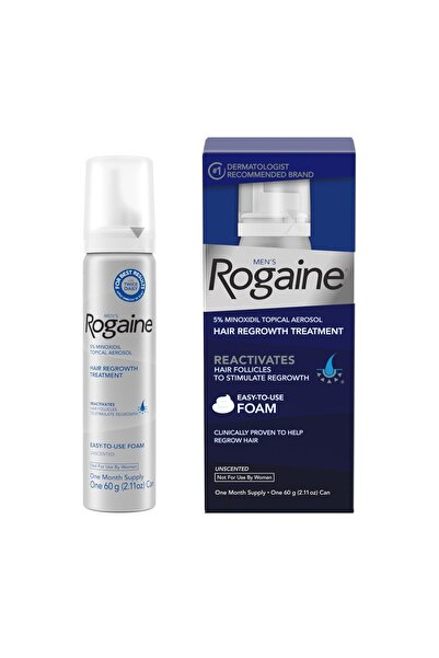 Rogaine رغوة روجين الموضعية للرجال بتركيز 5% مينوكسيديل، عبوة تكفي لمدة شهر