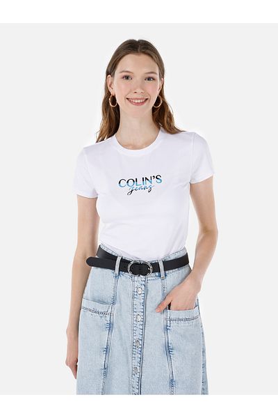Colin's Tricou alb de damă cu mânecă scurtă