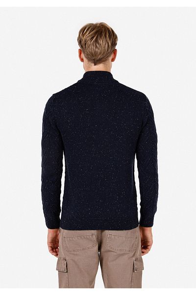 Colin's Pulover pentru bărbați, albastru marin, cu guler vertical, slim fit