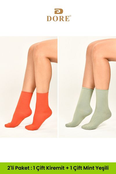 Dore Original Women's 2 Pairs Premium Natural Bamboo Soft Ultra Comfort Model Elasticless Seamless Socket Socks