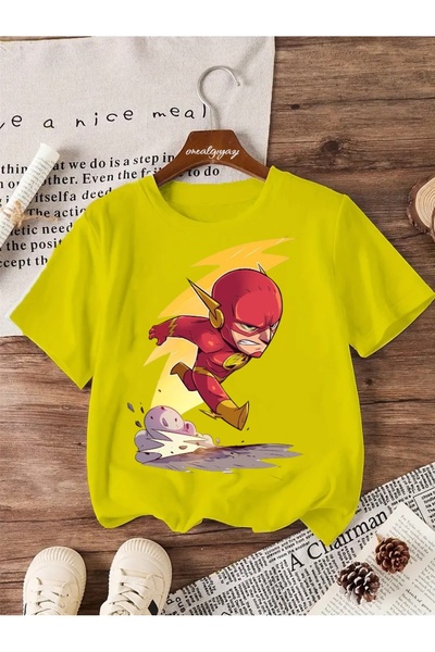 oneagılyazı تي شيرت كبير الحجم للأطفال مطبوع عليه فلاش