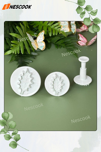 Neskuk 3 قطع من قطاعة أوراق هولي الصغيرة، قطاعة ضغط عيد الميلاد، قطاعة حلوى