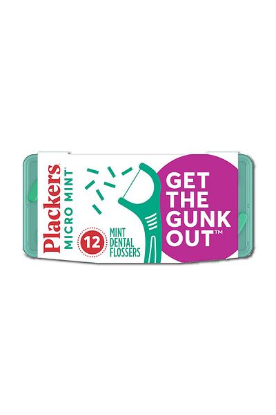 Plackers Micro Mint Dental Floss Picks with Travel Case, 12 Count (Color May vary)