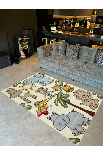Rugs Modern Halı Tuğrul Koleksiyonu Karikatür Tema Hayvan Figürleri Desenli D...