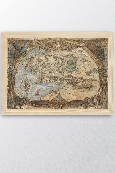 Saturn The Lord of the Rings Framed Painting - Middle Earth Map Poster Painting