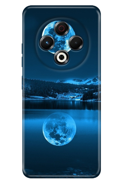 TECNO Spark 30 KL6 Kılıf Kamera Koruma Silikon Baskılı Dolunay Deniz