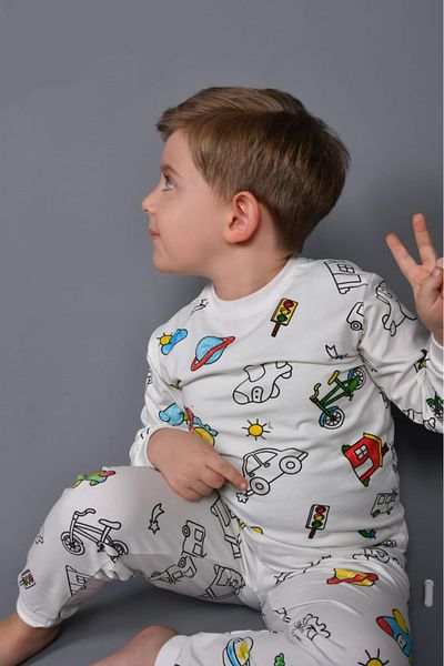VERONA TARZ Paint Yourself Children's Pajama Set Printed 6 Colors Pen Gift Washes Off
