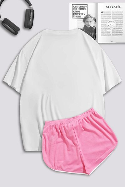 macklin Women's Angel Gym Oversize T-Shirt and Detailed Mini and Short Set