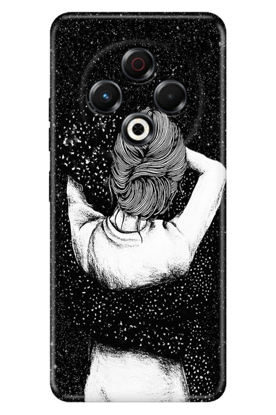 TECNO Spark 30 KL6 Kılıf Kamera Koruma Silikon Baskılı Siyah Aşk