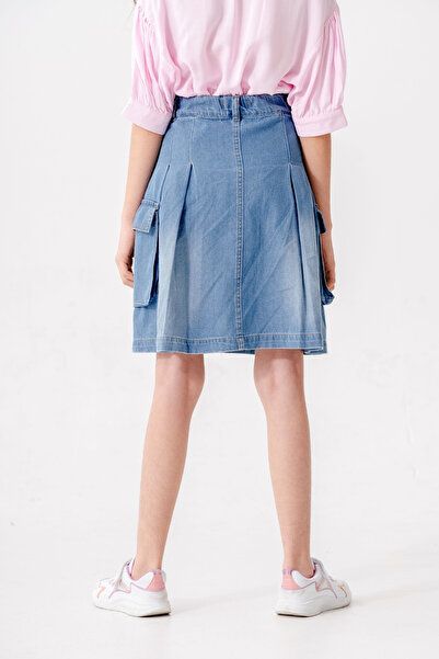 GİYİCEM TEKSTİL Blugi pentru fete cu buzunare plisate 2604