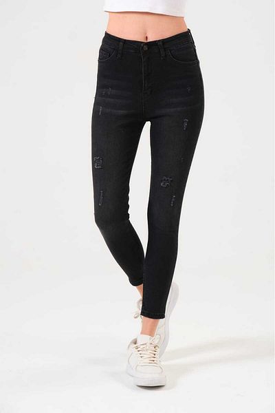 geenz manifacture Smoked Sandy Laser Detail Smoked ψηλόμεσο Skinny Jean παντελόνι