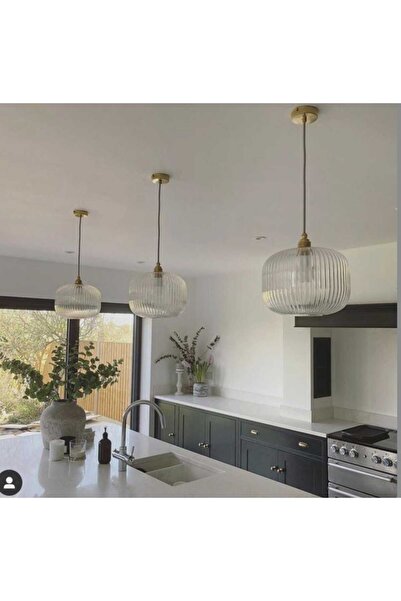 Genel Markalar Şeffaf vintage tekli sarkıt avize, 20 cm kahverengi şıklık ve ...