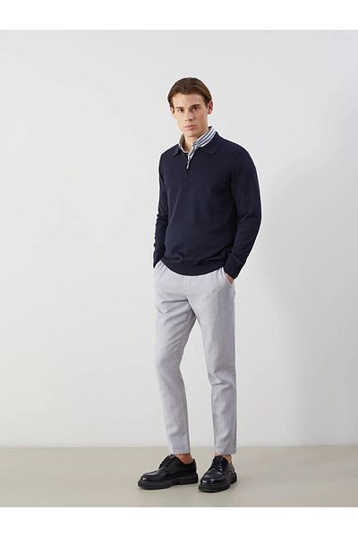 LC Waikiki Ανδρικό παντελόνι SOUTHBLUE Grey Standard Fit Λινό Μικτό