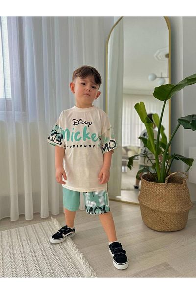 MİNİKO KİDS Boy's Mickey Modeled Printed Shorts Cotton Suit