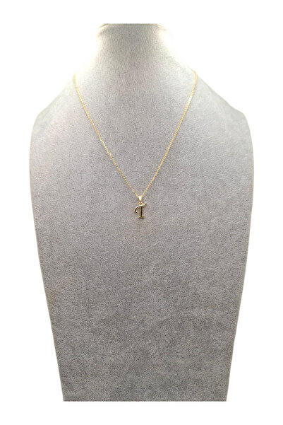 Han Ticarethane قلادة حرف T باللون الذهبي