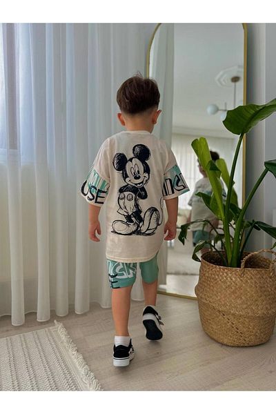 MİNİKO KİDS Boy's Mickey Modeled Printed Shorts Cotton Suit
