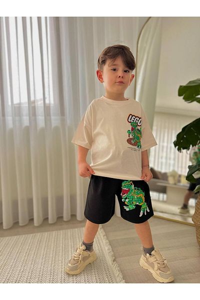 MİNİKO KİDS Boy's Legoo Model Printed Cotton Suit with Shorts