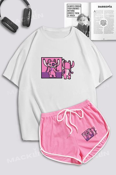 macklin Women's Angel Gym Oversize T-Shirt and Detailed Mini and Short Set