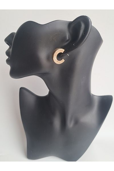 BHR AKSESUAR Gold Zircon Cubic Zirconia Hoop Earrings