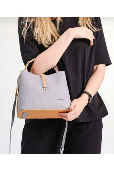 Just Polo مجموعة محفظة حقيبة نسائية مطبوعة بحروف واحدة باللون الأسود من Justp...